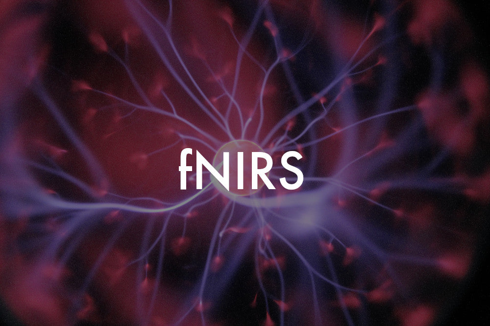 Abstract image with text overlay saying "fNIRS"